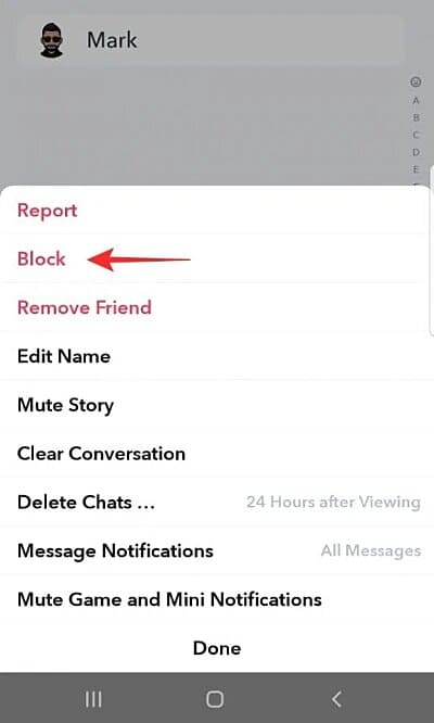 Choose the Block button