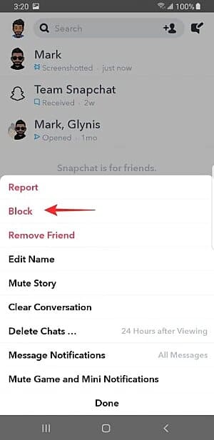 Look for the Block option