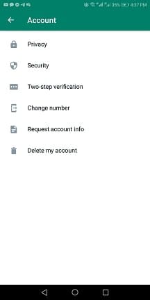 Check for the Delete My Account option