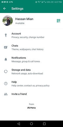 Look for Account settings