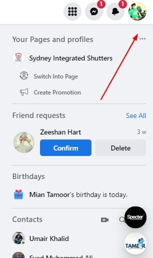 Click on your profile to go to a profile page