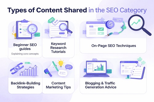 Types of Content Shared in the SEO Category